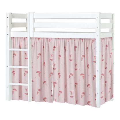 Hoppekids ECO Luxury Mid-High Bed with Red Ole Lukoie Bed Curtain