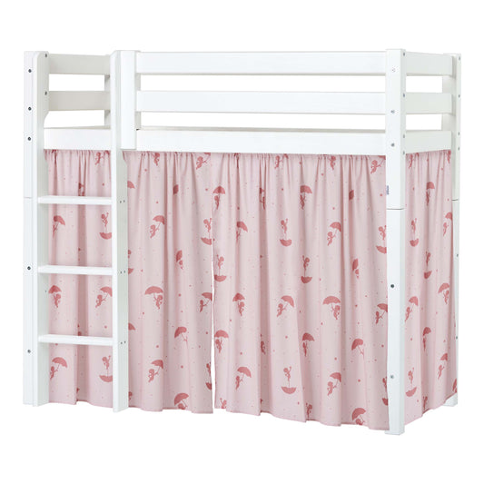 Hoppekids ECO Luxury Mid-High Bed with Red Ole Lukoie Bed Curtain