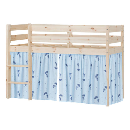 Hoppekids ECO Comfort Mid-High Bed with Blue Ole Lukoie Bed Curtai