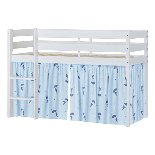 Hoppekids ECO Comfort Mid-High Bed with Blue Ole Lukoie Bed Curtai