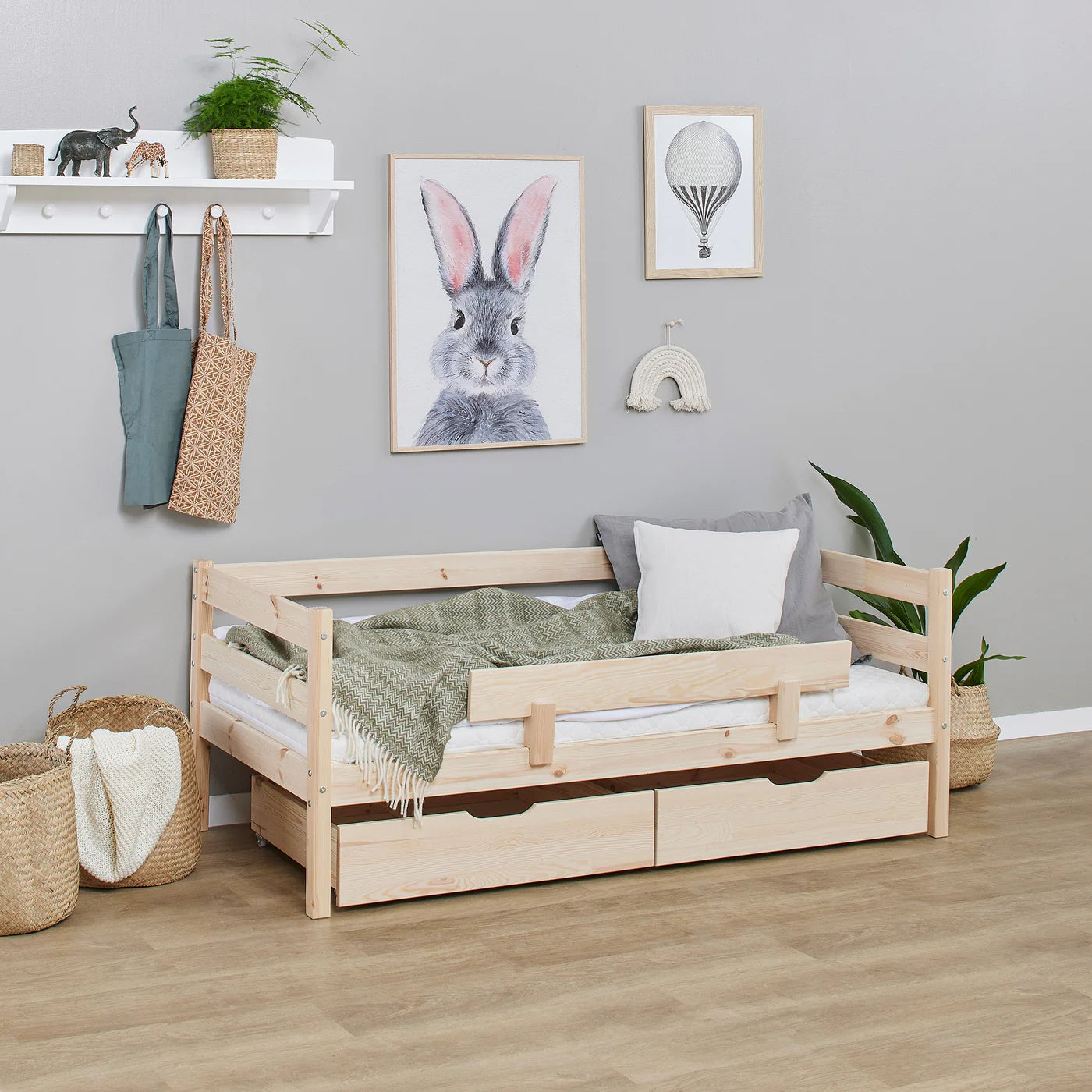 Hoppekids ECO Comfort, Toddler Bed, 70x160cm, with drawers and bed rail
