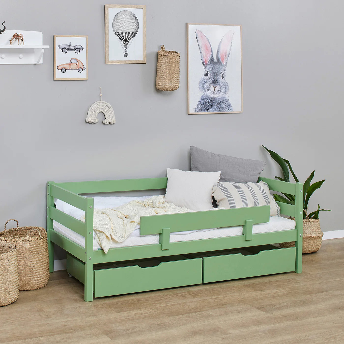 Hoppekids ECO Comfort, Toddler Bed, 70x160cm, with drawers and bed rail