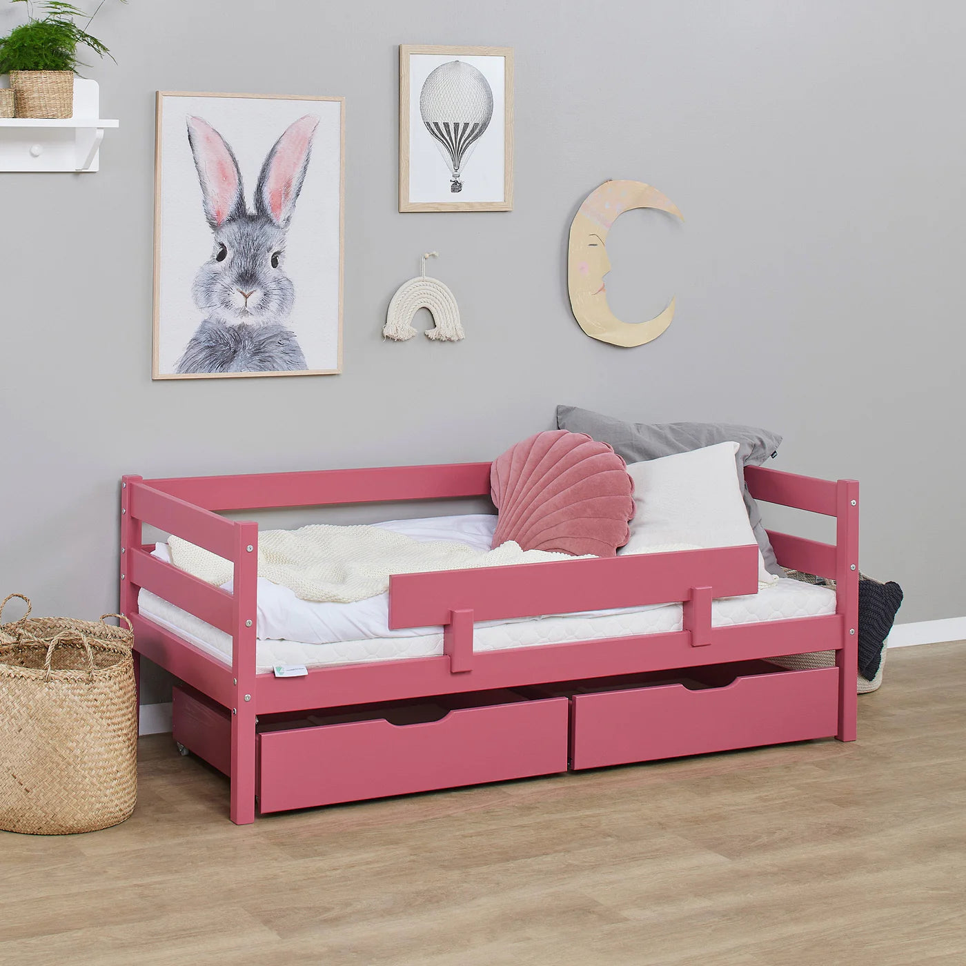 Hoppekids ECO Comfort, Toddler Bed, 70x160cm, with drawers and bed rail