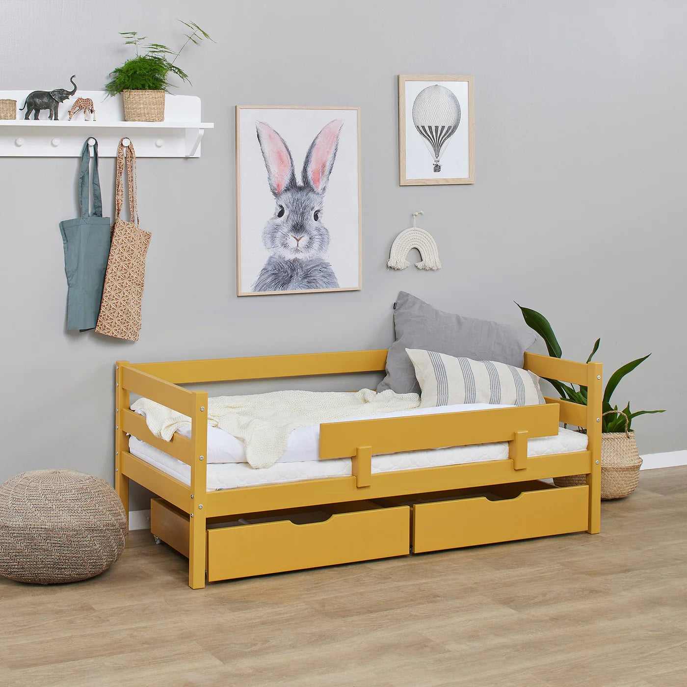 Hoppekids ECO Comfort, Toddler Bed, 70x160cm, with drawers and bed rail