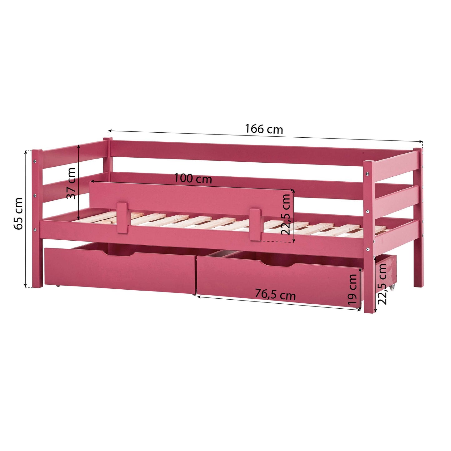 ECO Comfort Junior Bed 70x160 cm incl. Drawers and Guard Rail