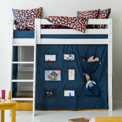 ECO Luxury Medium High Bed with Blue Creator Bed Curtain