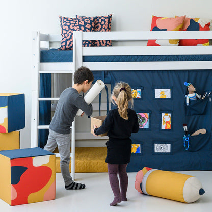 ECO Luxury Medium High Bed with Blue Creator Bed Curtain