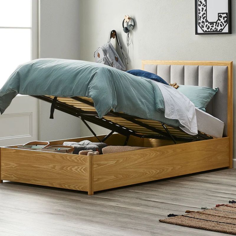 Evital Bed Frame with Gas Lift Base - King Single / Dove Grey