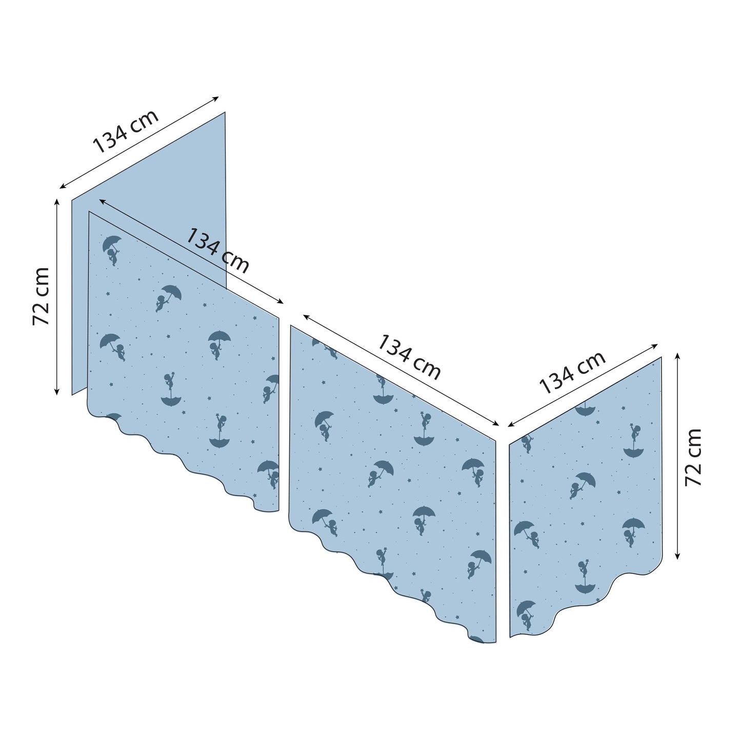Hoppekids ECO Comfort Mid-High Bed with Blue Ole Lukoie Bed Curtai