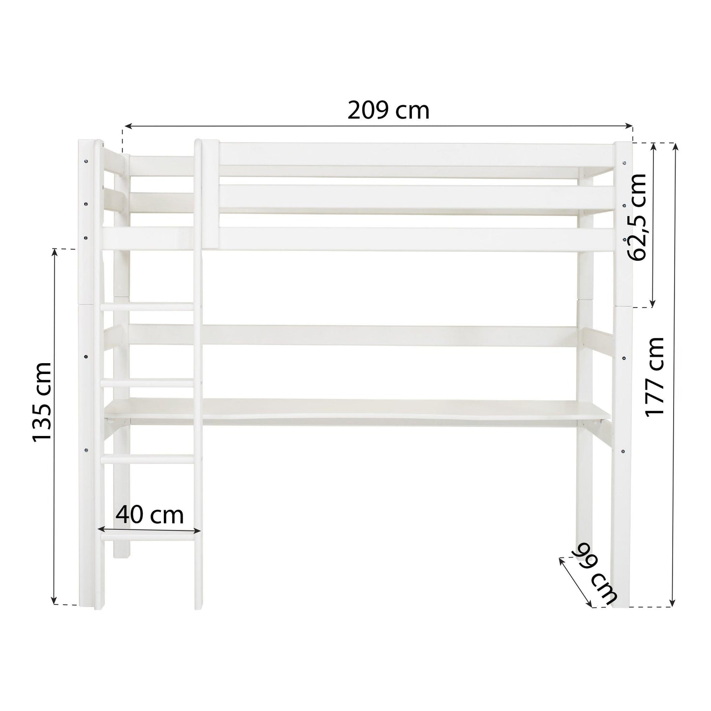 Hoppekids ECO Luxury Loft Bed with Desk