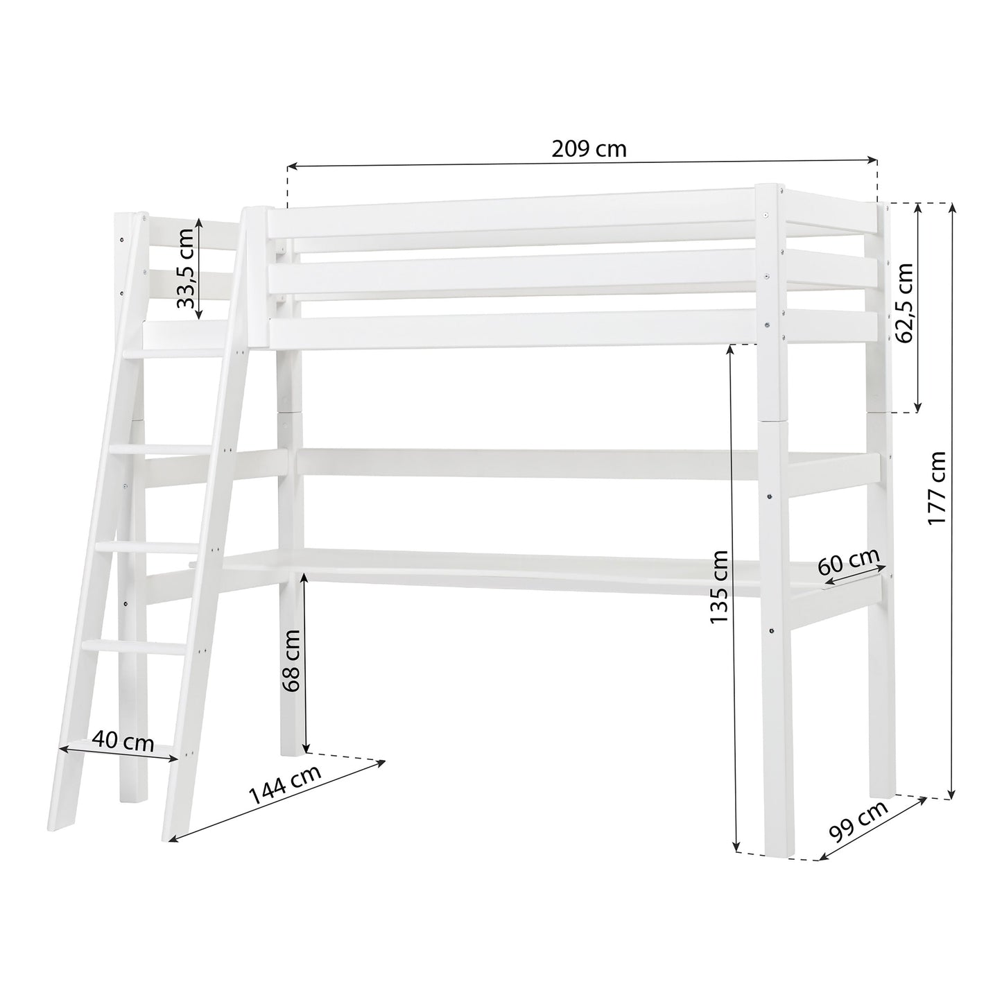 Hoppekids ECO Luxury Loft Bed with Desk