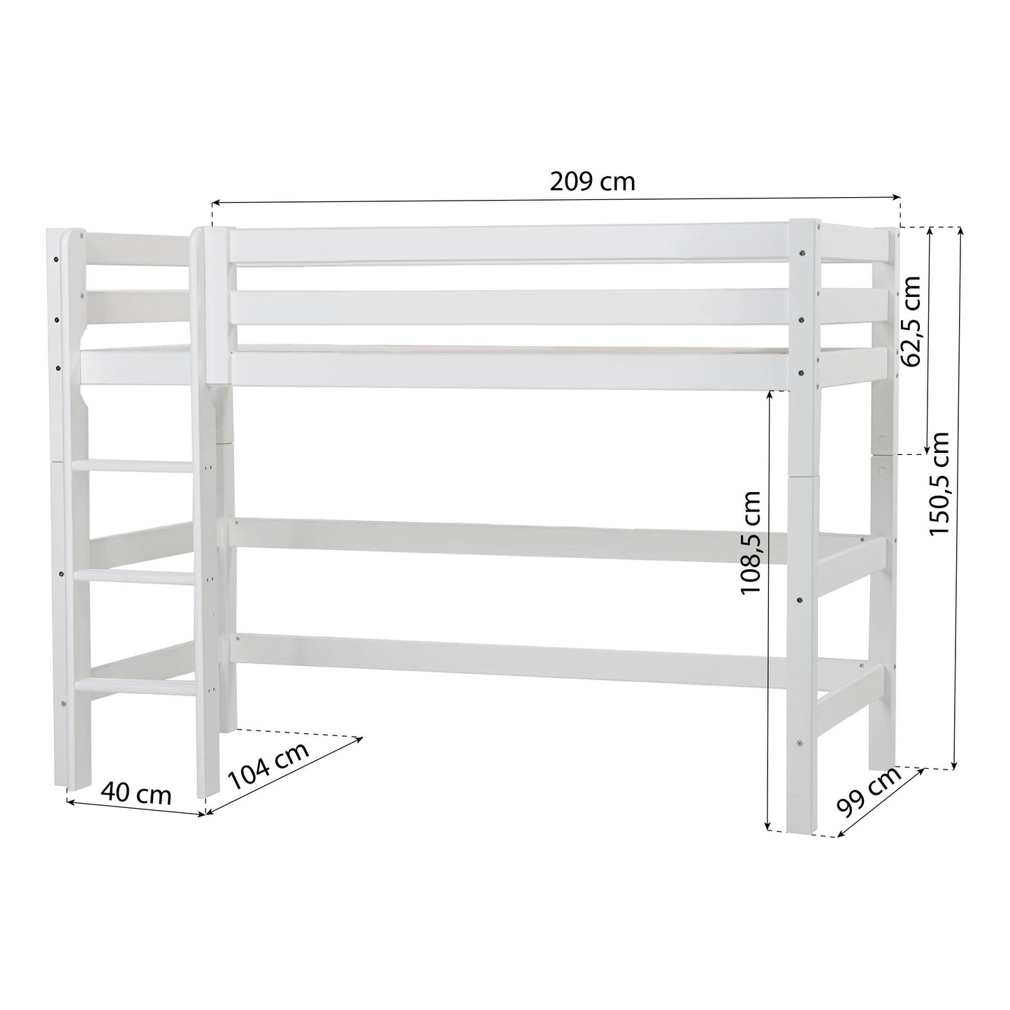 Hoppekids ECO Luxury Mid-High Bed with Princess Bed Curtain