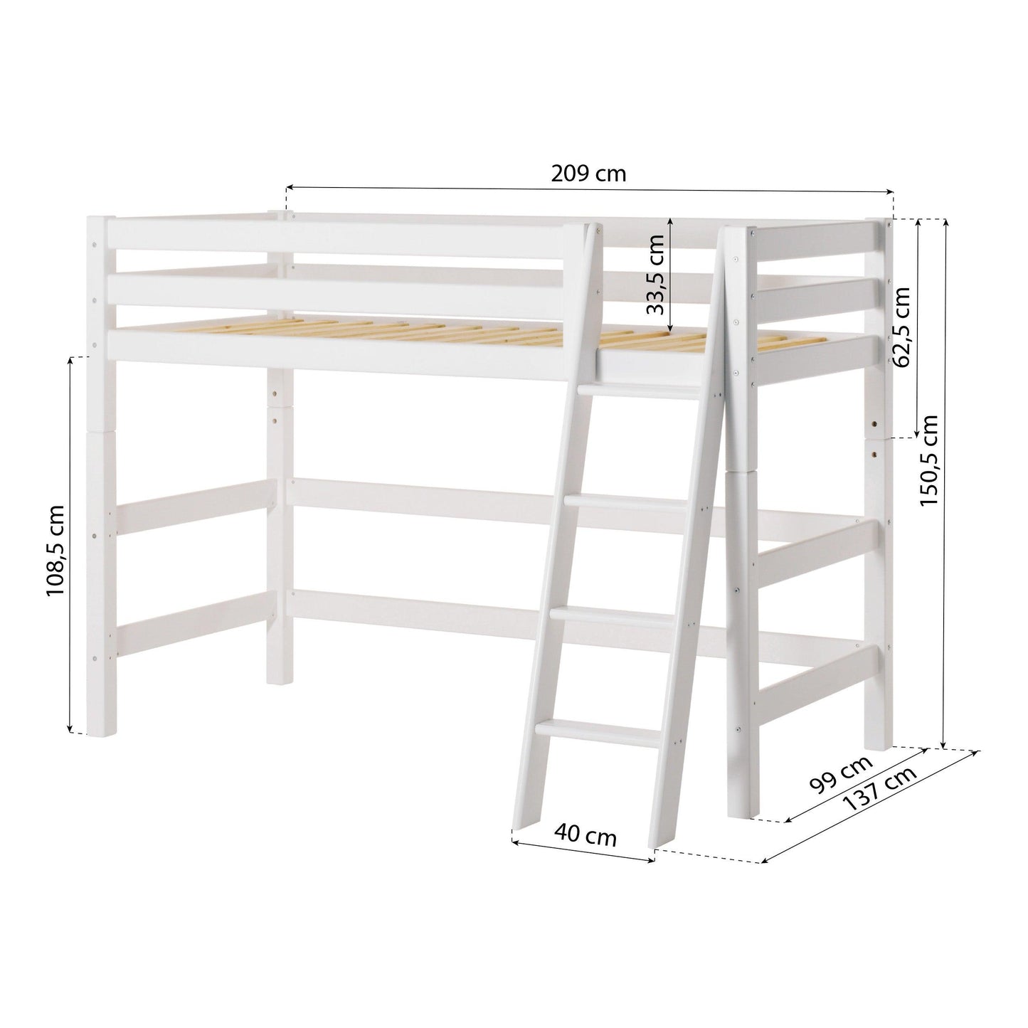 ECO Luxury Mid-High Bed with Cars Curtain from Hoppekids