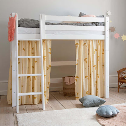 Hoppekids ECO Luxury Mid-High Bed with Yellow Ole Lukoie Bed Curtain