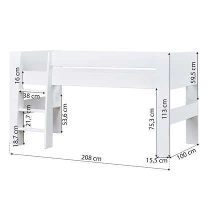 Hoppekids Steens For Kids Mid-High Bed, White