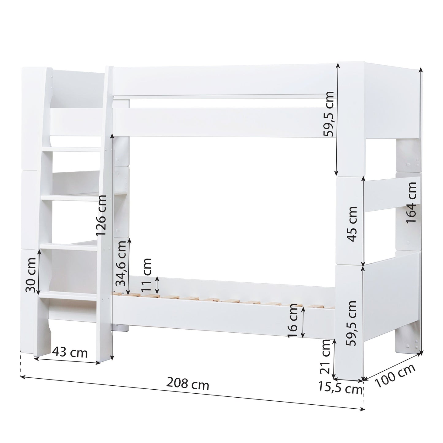 Hoppekids Steens For Kids Bunk bed, 90x200 cm, white