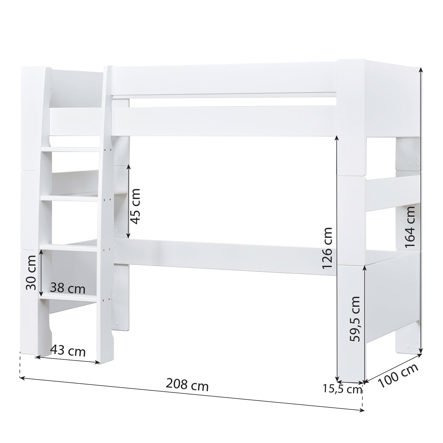 Hoppekids SFK High Bed 90x200 cm, White