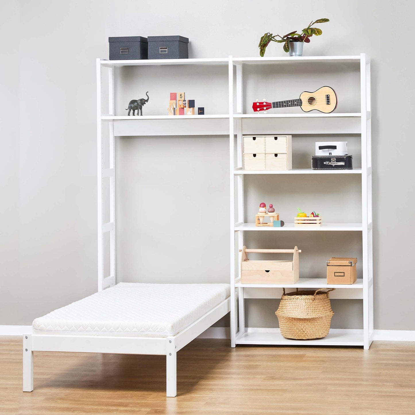 Hoppekids STOREY Set with 8 Shelves and Bed, 70x160 cm