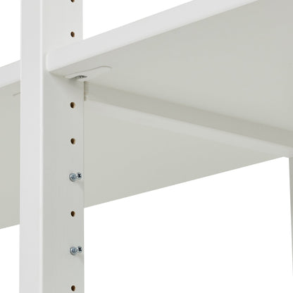 Hoppekids STOREY Shelf with 2 Sections, 4 Shelves, Bed in 70x160 cm, and 80 cm Desk Top – White