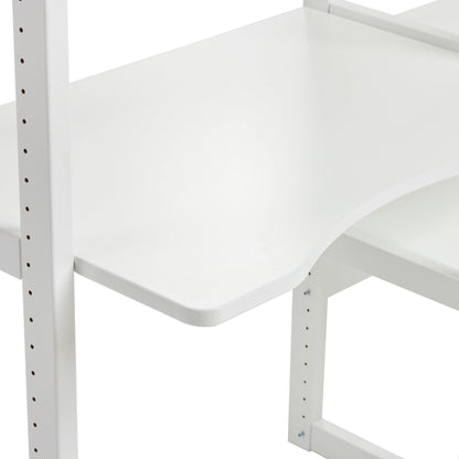 Hoppekids STOREY Shelf with 2 Sections, 4 Shelves, Bed in 70x160 cm, and 80 cm Desk Top – White