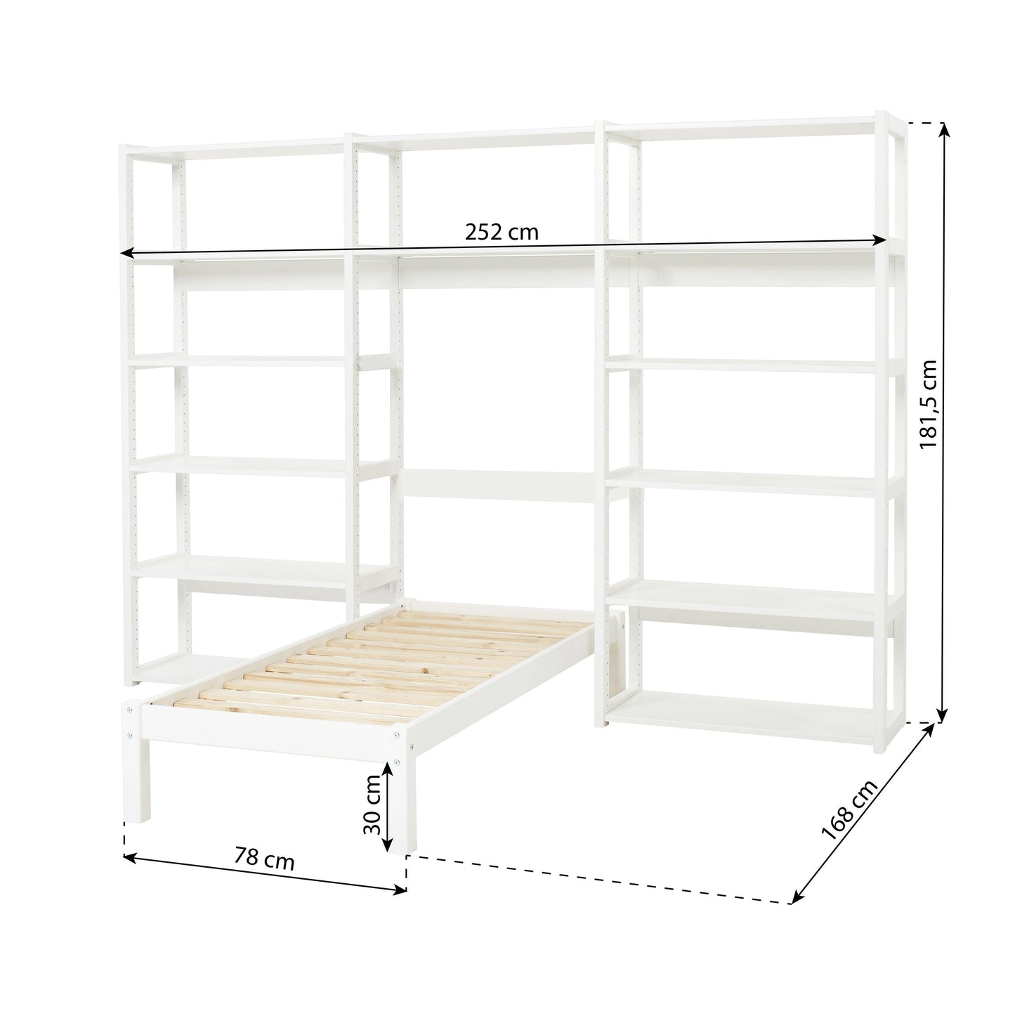 Hoppekids STOREY Set with 14 Shelves and Bed