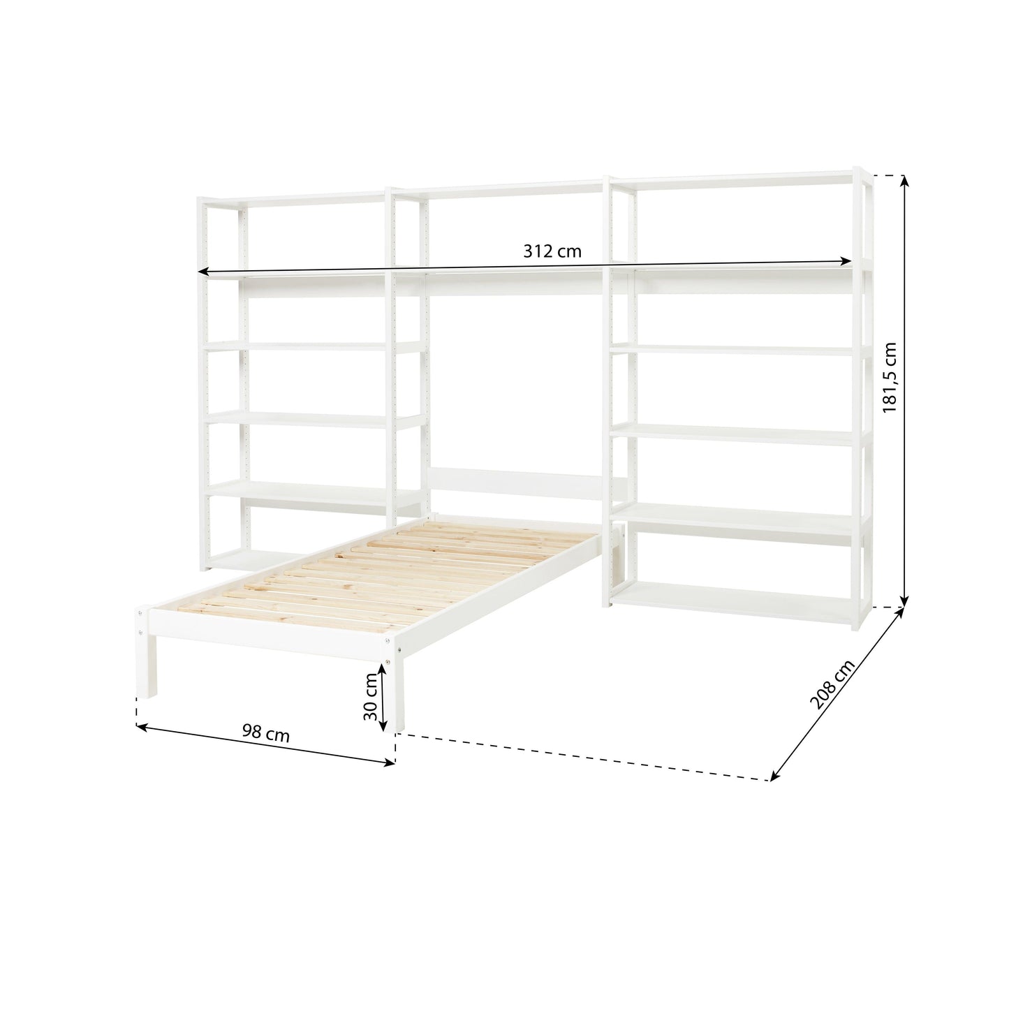 Hoppekids STOREY Set with 14 Shelves and Bed