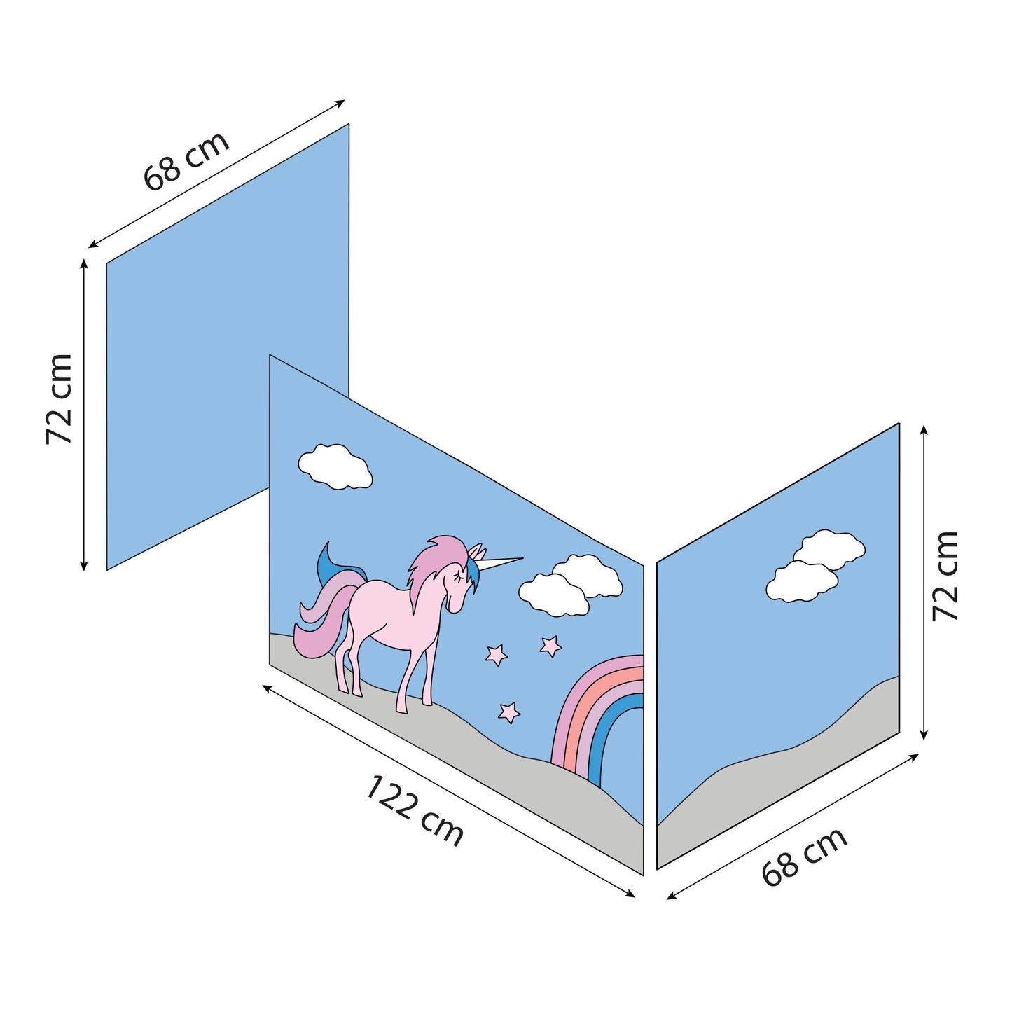 Unicorn Half-High ECO Comfort Bed with Curtain