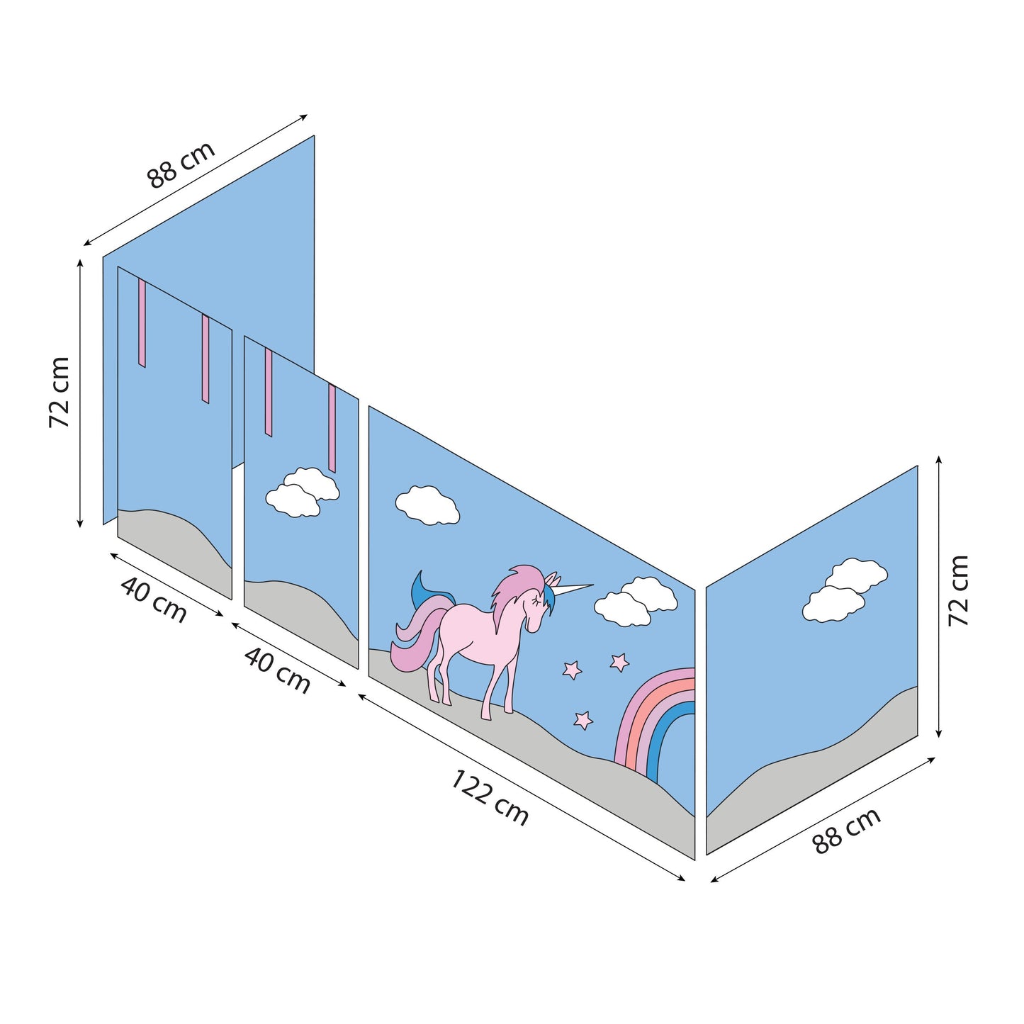 Unicorn Half-High ECO Comfort Bed with Curtain